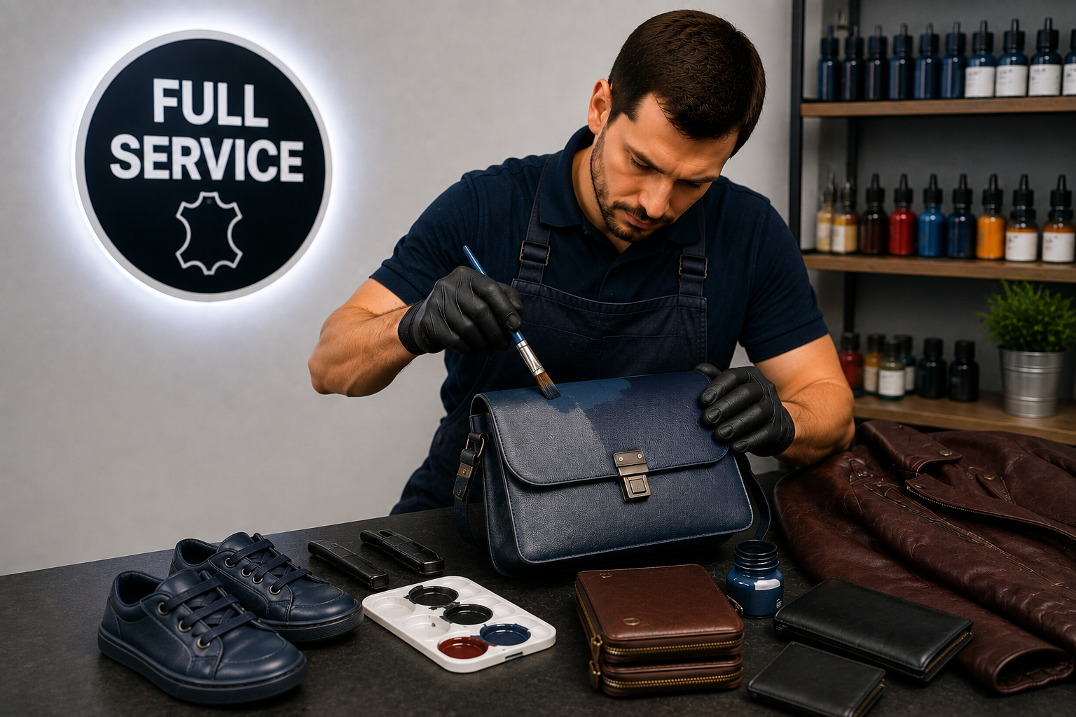 Фарбування шкіряних виробів у Харкові — Full Service